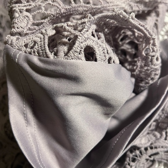 She + Sky- Floral Laced Dusty Purple Dress-  S - Picture 5 of 10